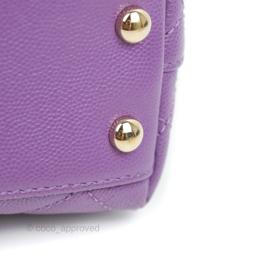 Chanel Mini Coco Handle Quilted Purple Caviar Gold Hardware