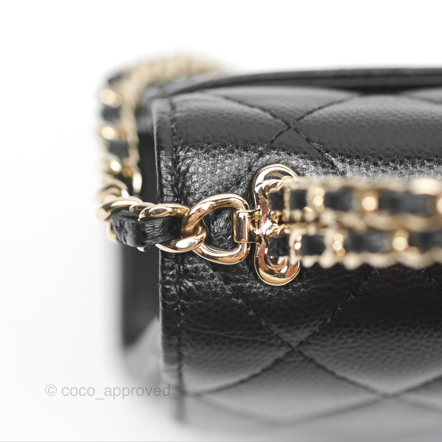 Chanel Kelly Clutch With Chain Black Caviar Gold Hardware