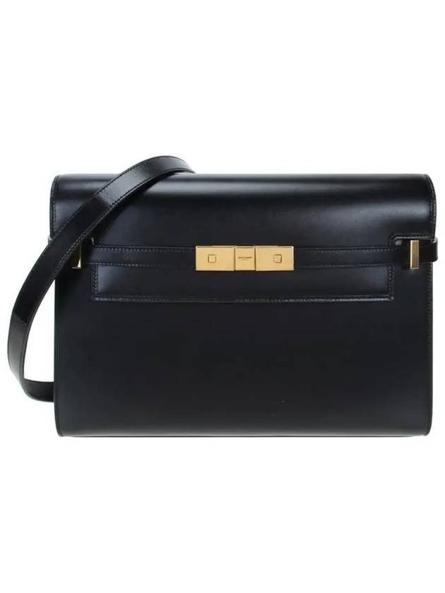 Luxury Saint Laurent Manhattan Leather Shoulder Bag Black