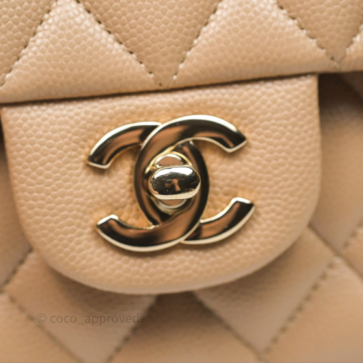 Chanel Classic M/L Medium Double Flap Dark Beige Caviar Gold Hardware 19B