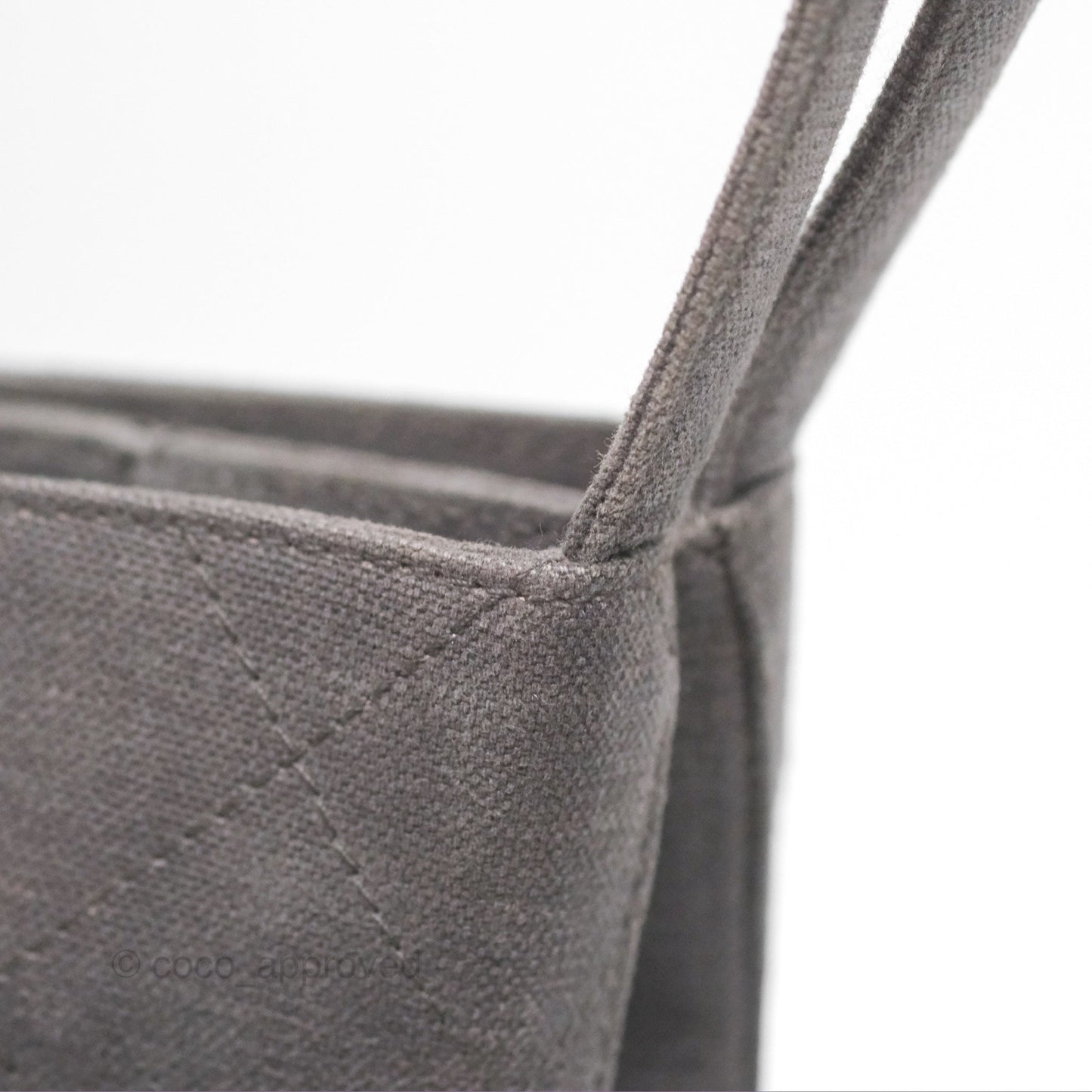 Chanel Vintage CC Lock Flap Shoulder Bag Grey Canvas 24K Gold Hardware