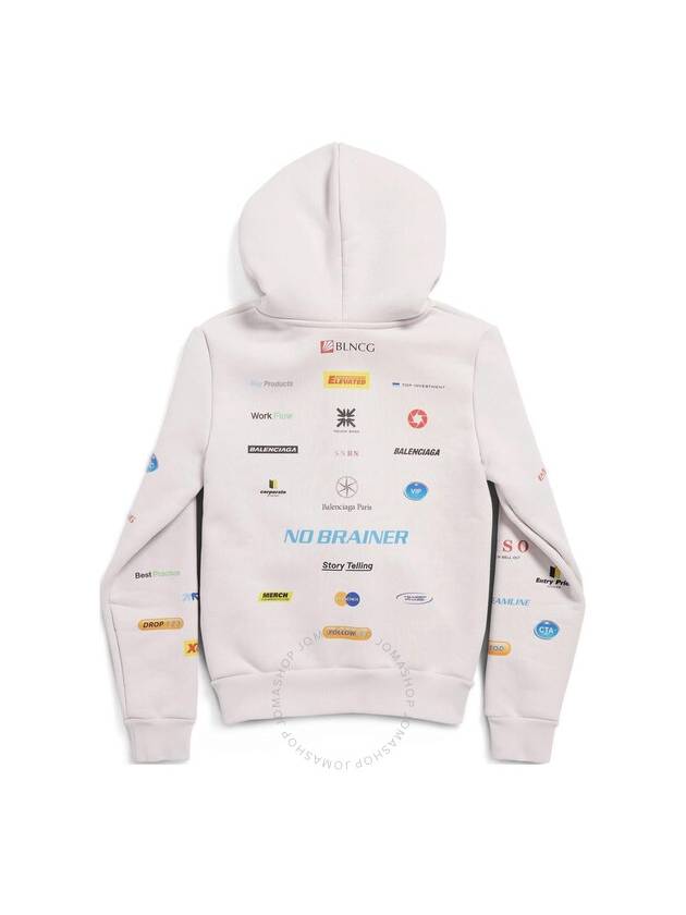 Luxury Balenciaga Business English Zip-Up Hoodie Offwhite