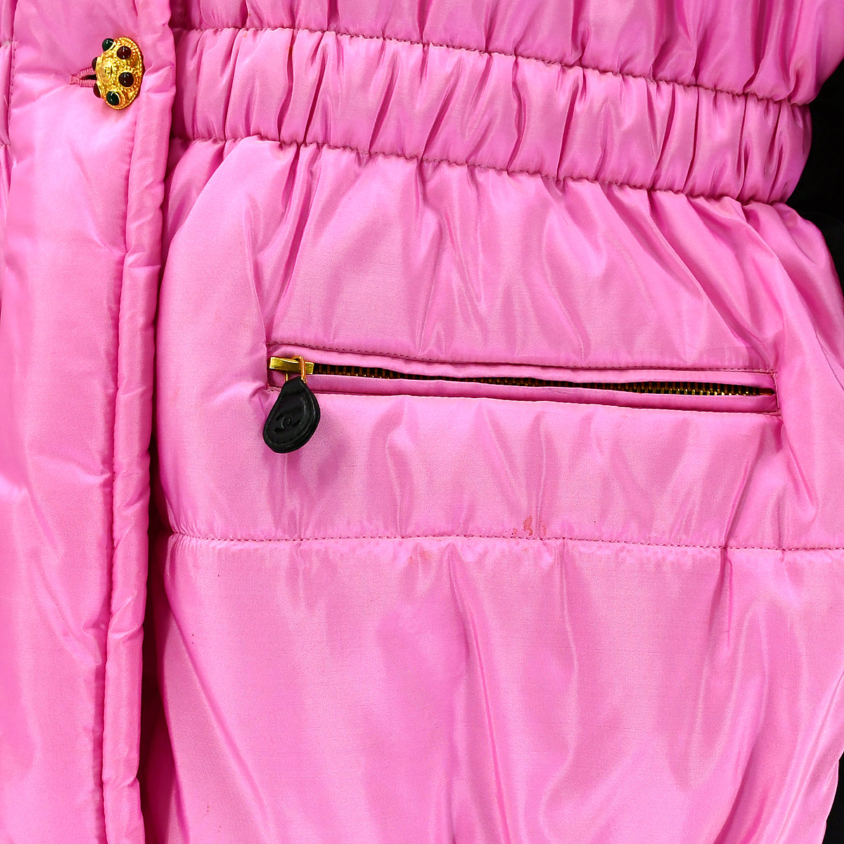 Chanel Fall 1996 silk puffer jacket with Gripoix buttons #40