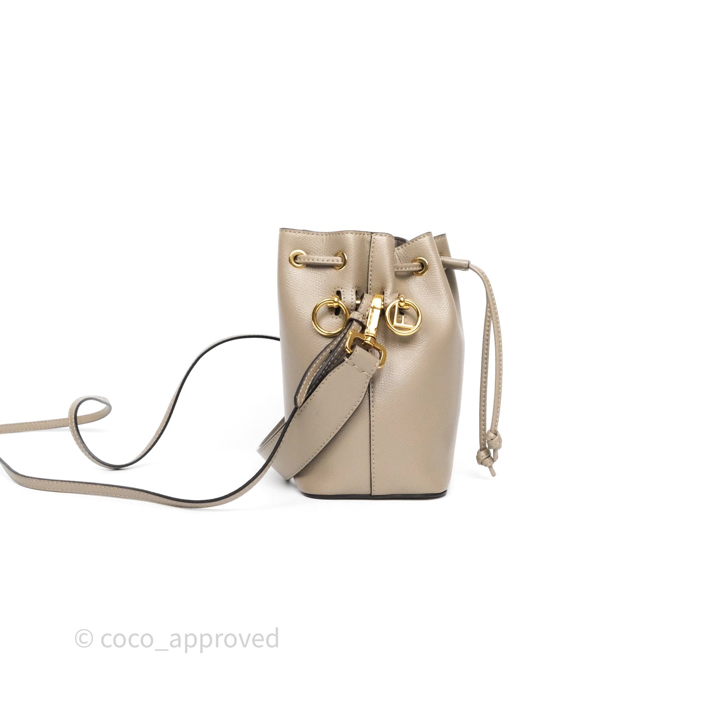 Fendi Mini Mon Tresor Bucket Bag Tortora Grained Calfskin