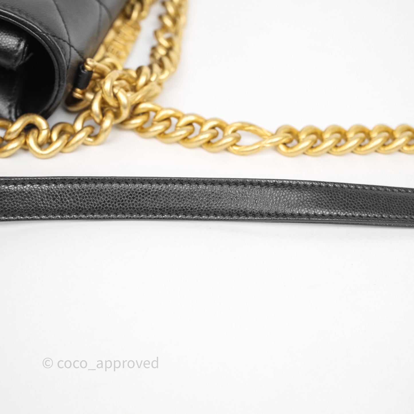 Chanel Mini Bracelet On Chain Flap Bag Flat Quilted Black Caviar Aged Gold Hardware