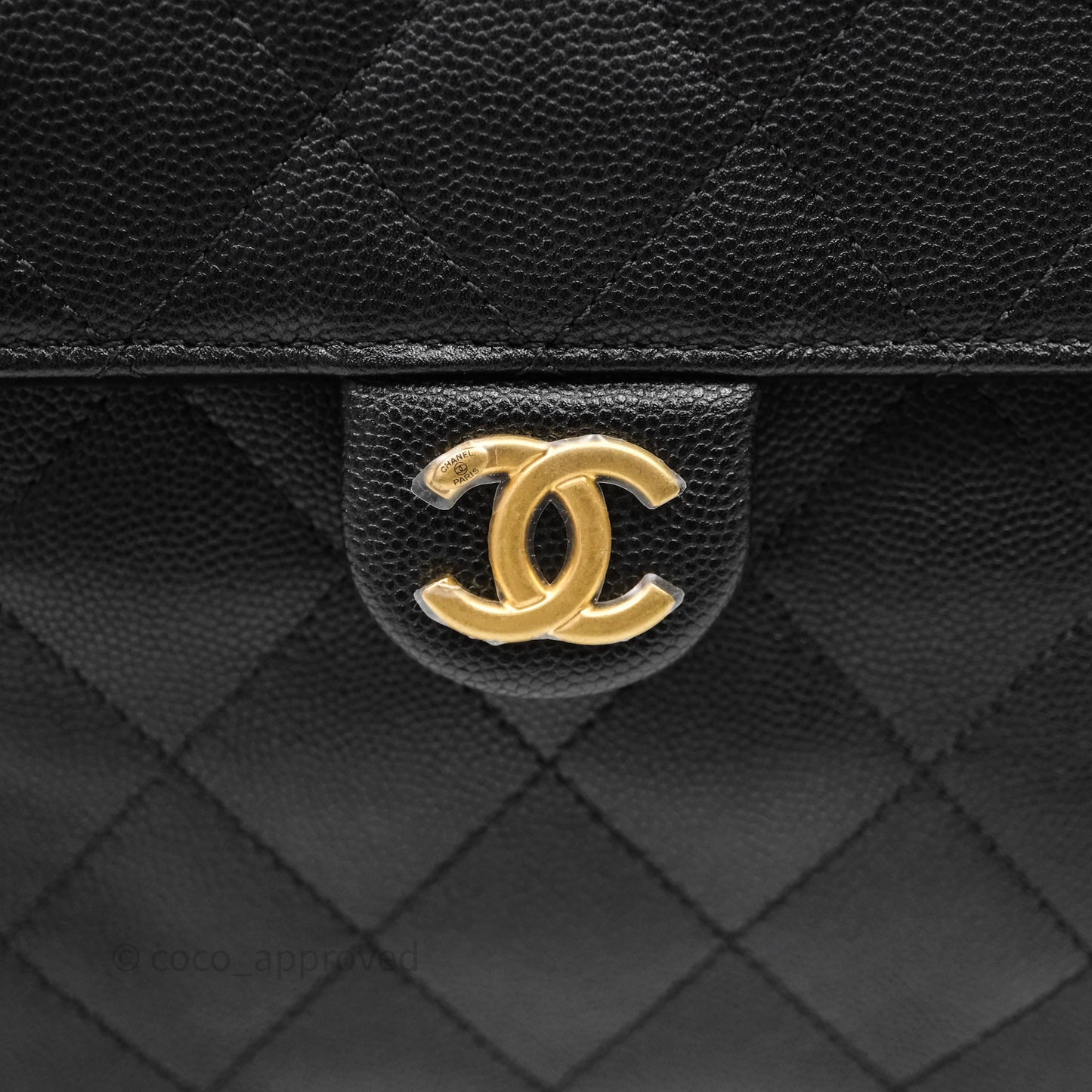 Chanel 25 Medium Black Caviar Aged Gold Hardware