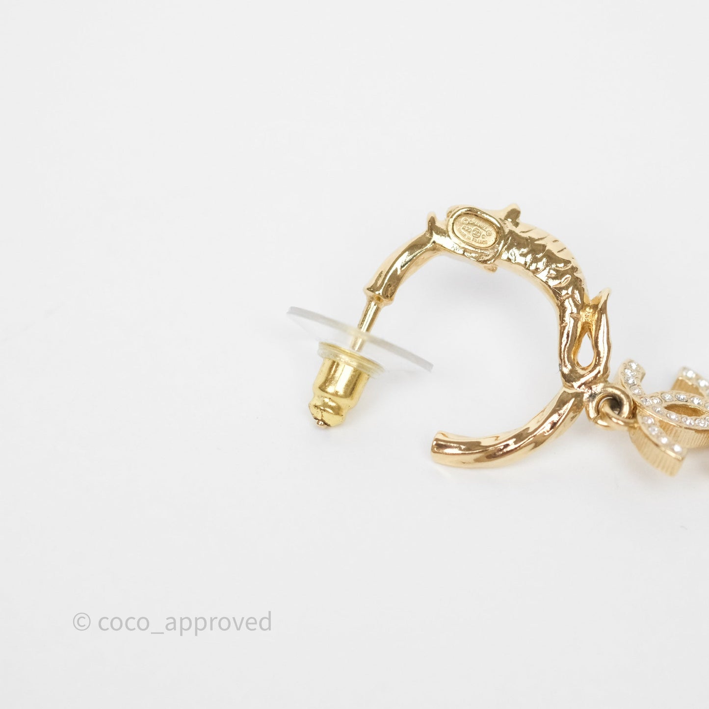 Chanel CC Crystal Hoop Earrings Gold Tone 23C