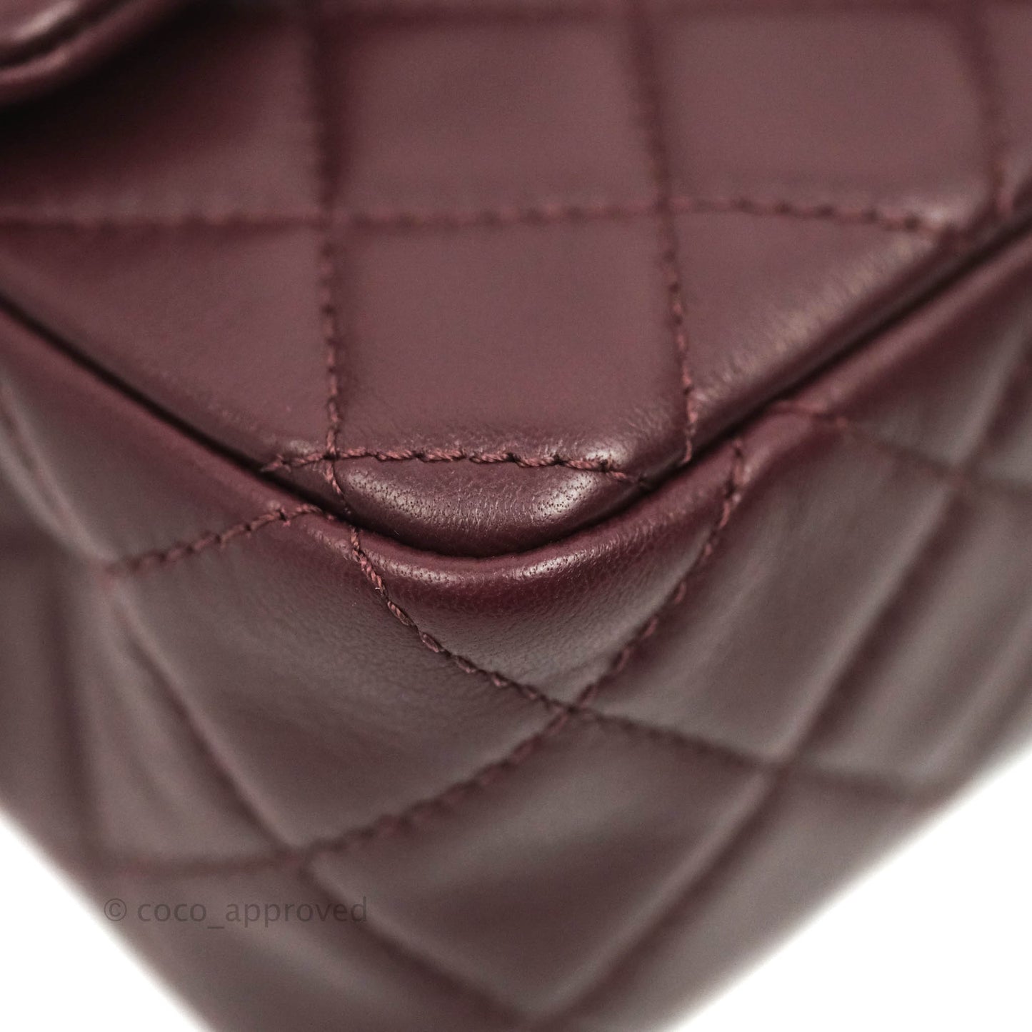 Chanel Mini Rectangular Pearl Crush Quilted Maroon Red Lambskin Gold Hardware