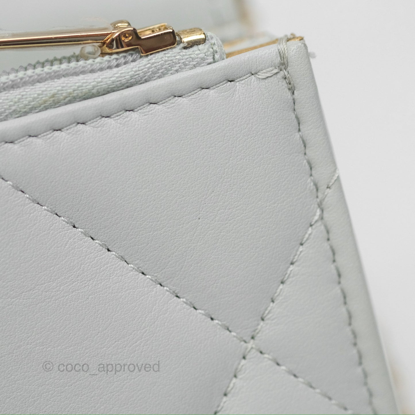 Chanel Crystal CC Mini Cutch with Chain Grey Lambskin Gold Hardware