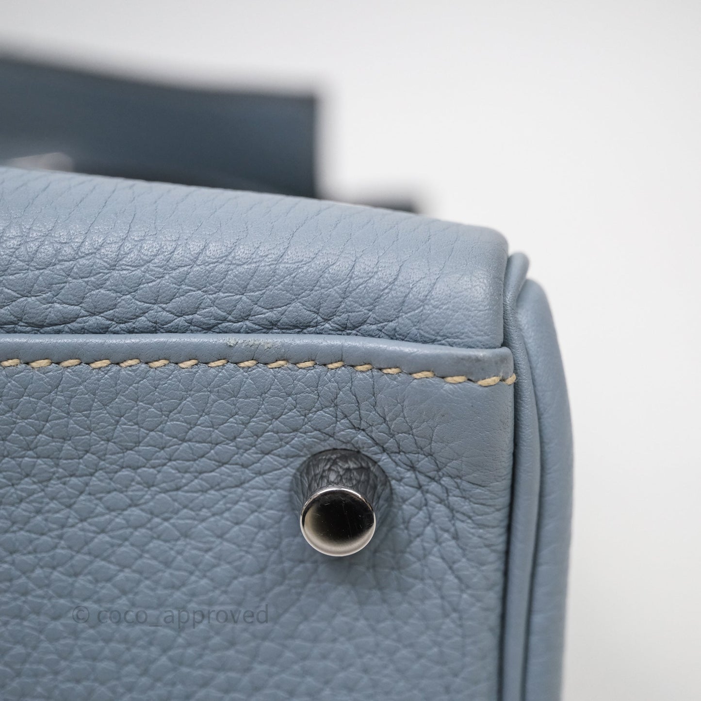 Hermès Kelly 28 Bleu Lin J7 Togo Palladium Hardware