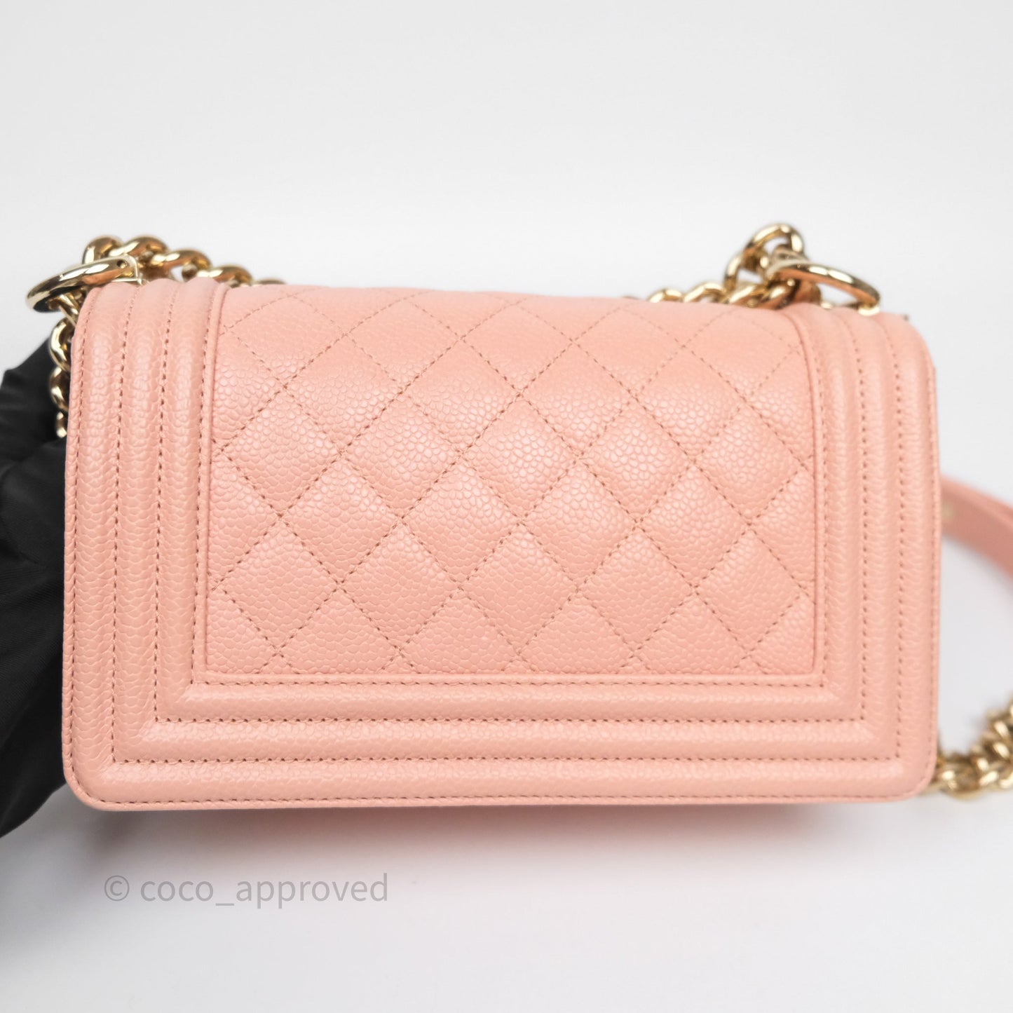 Chanel Small Boy Quilted Pink Caviar Gold Hardware