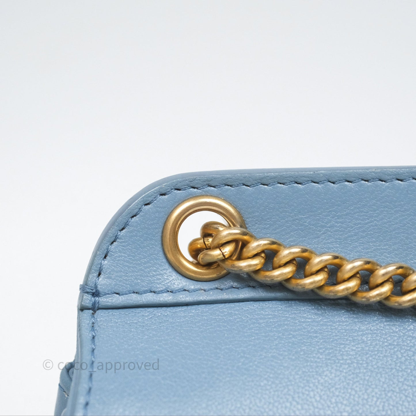 Chanel Curved Flap Bag Blue Lambskin Aged Gold Hardware