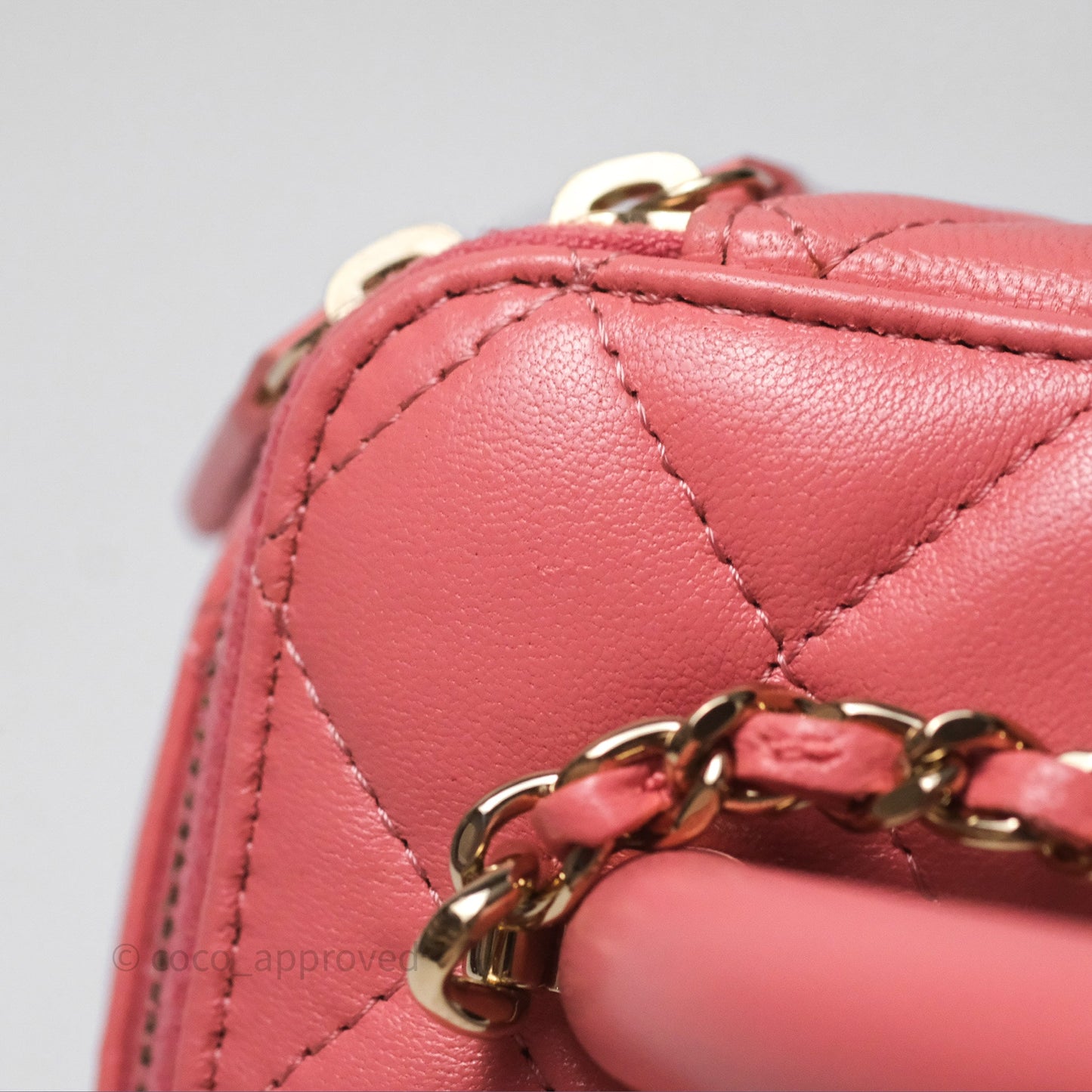 Chanel Vanity Rectangular Top Handle Pink Lambskin Gold Hardware