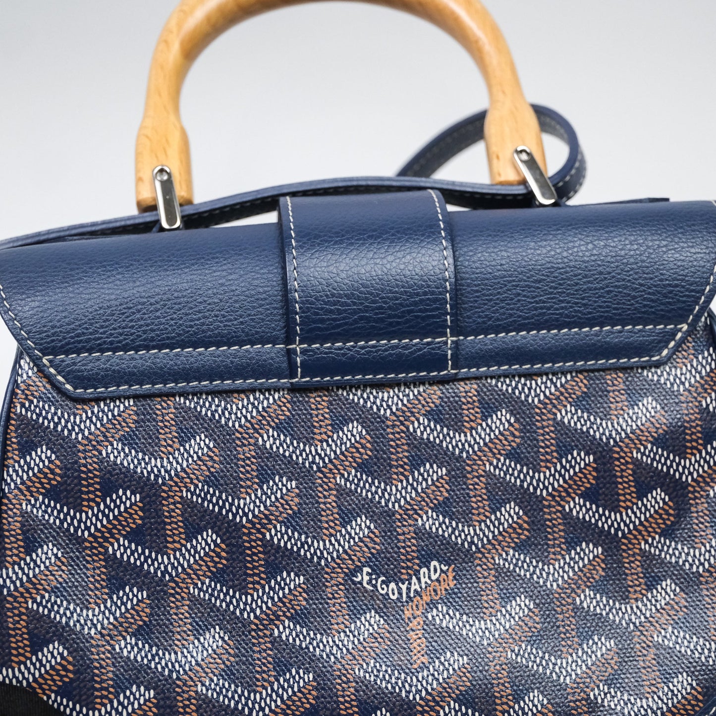 Goyard Saïgon Mini Bag Chevroches Calfskin Navy Silver Hardware
