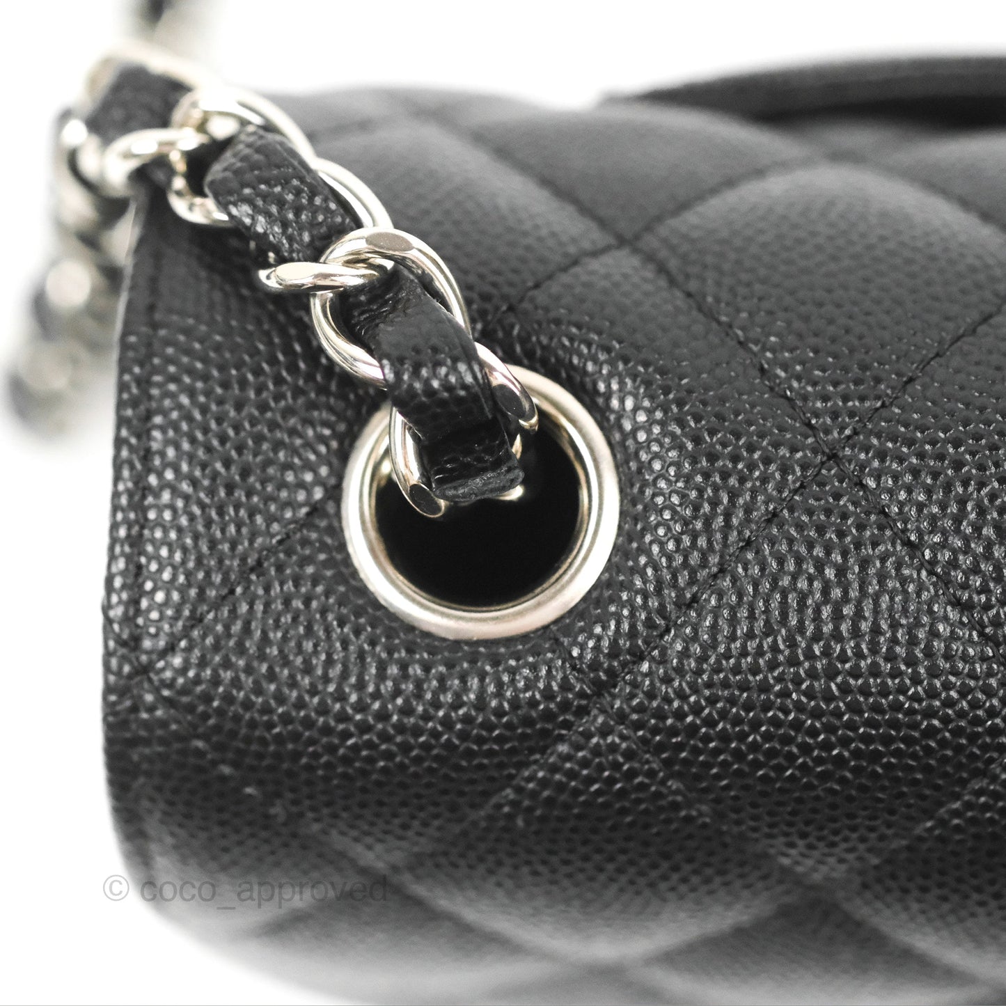 Chanel Quilted Mini Rectangular Flap Black Caviar Silver Hardware