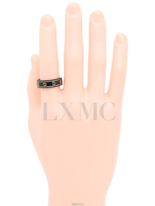 Luxury Gucci Trending 2025 Icon Yellow Gold Black Interlocking G Ring 606826