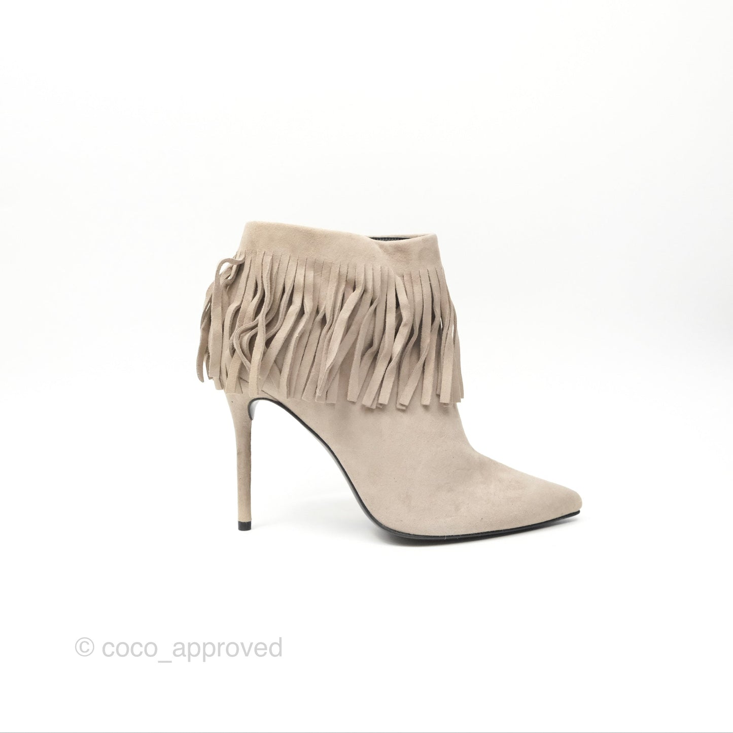 Stuart Weitzman Fringe Times Grey Suede Ankle Boots Size 39