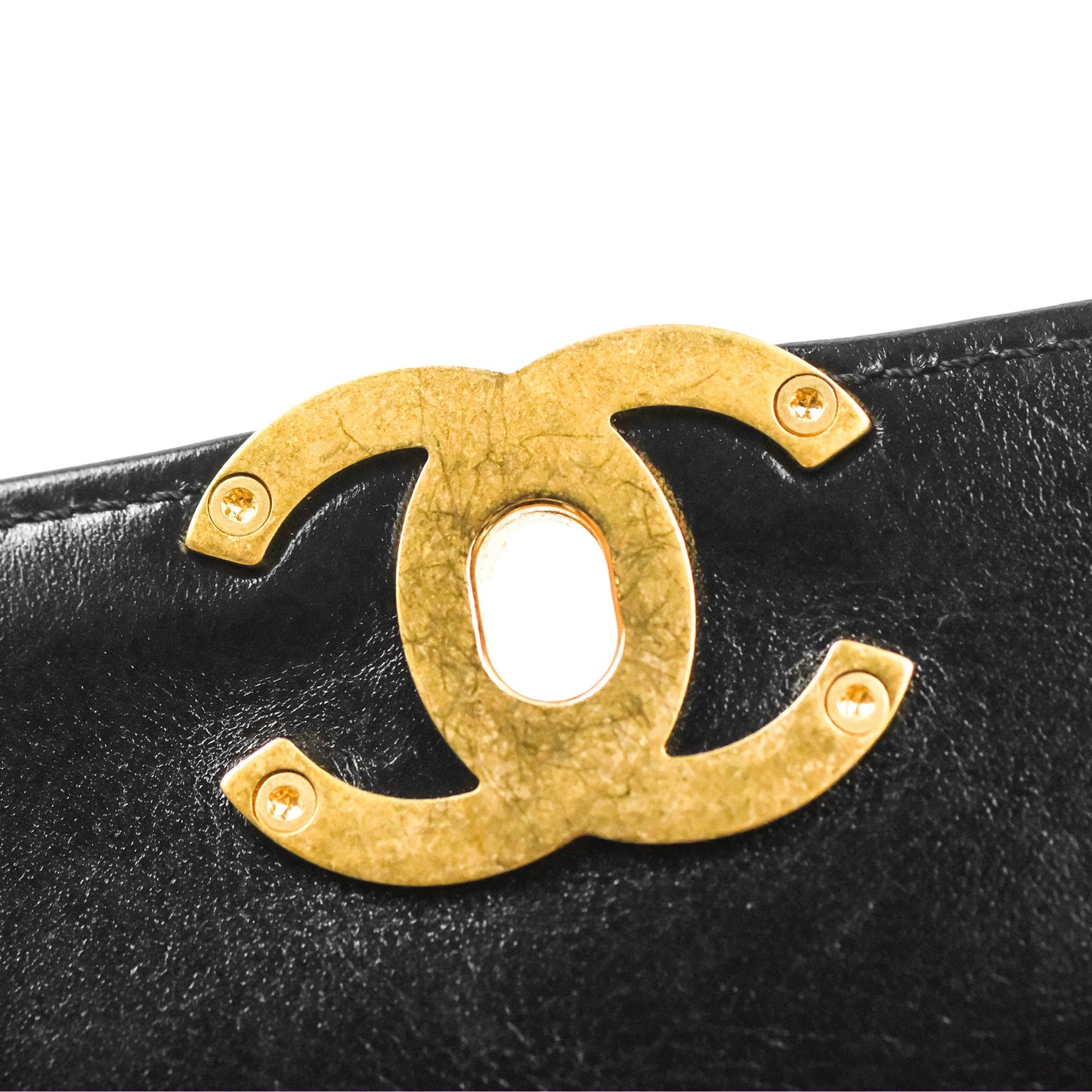 Chanel Mini Diana Flap Bag Black Calfskin Aged Gold Hardware 21B