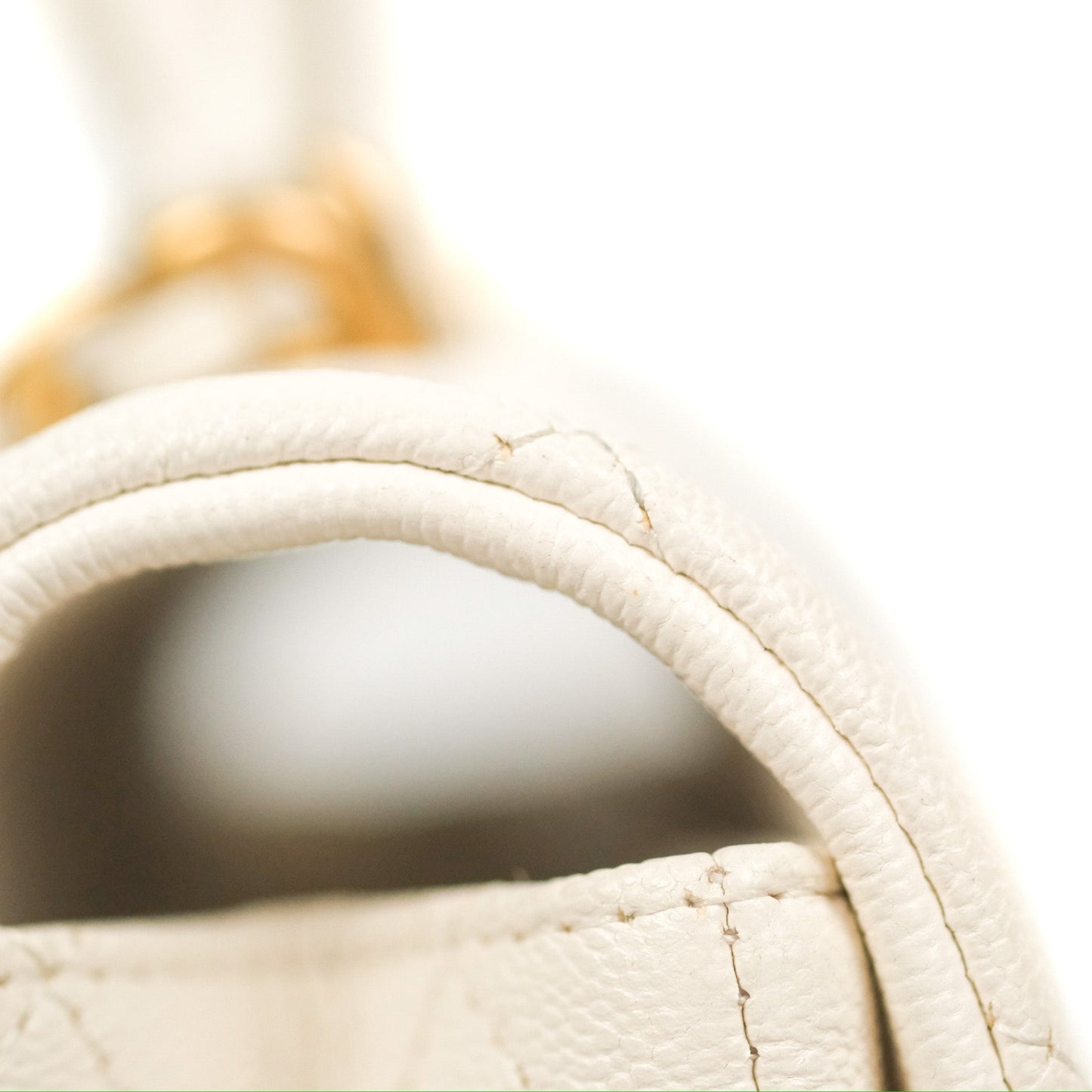 Chanel Top Handle Mini Rectangular Flap Bag White Caviar Gold Hardware