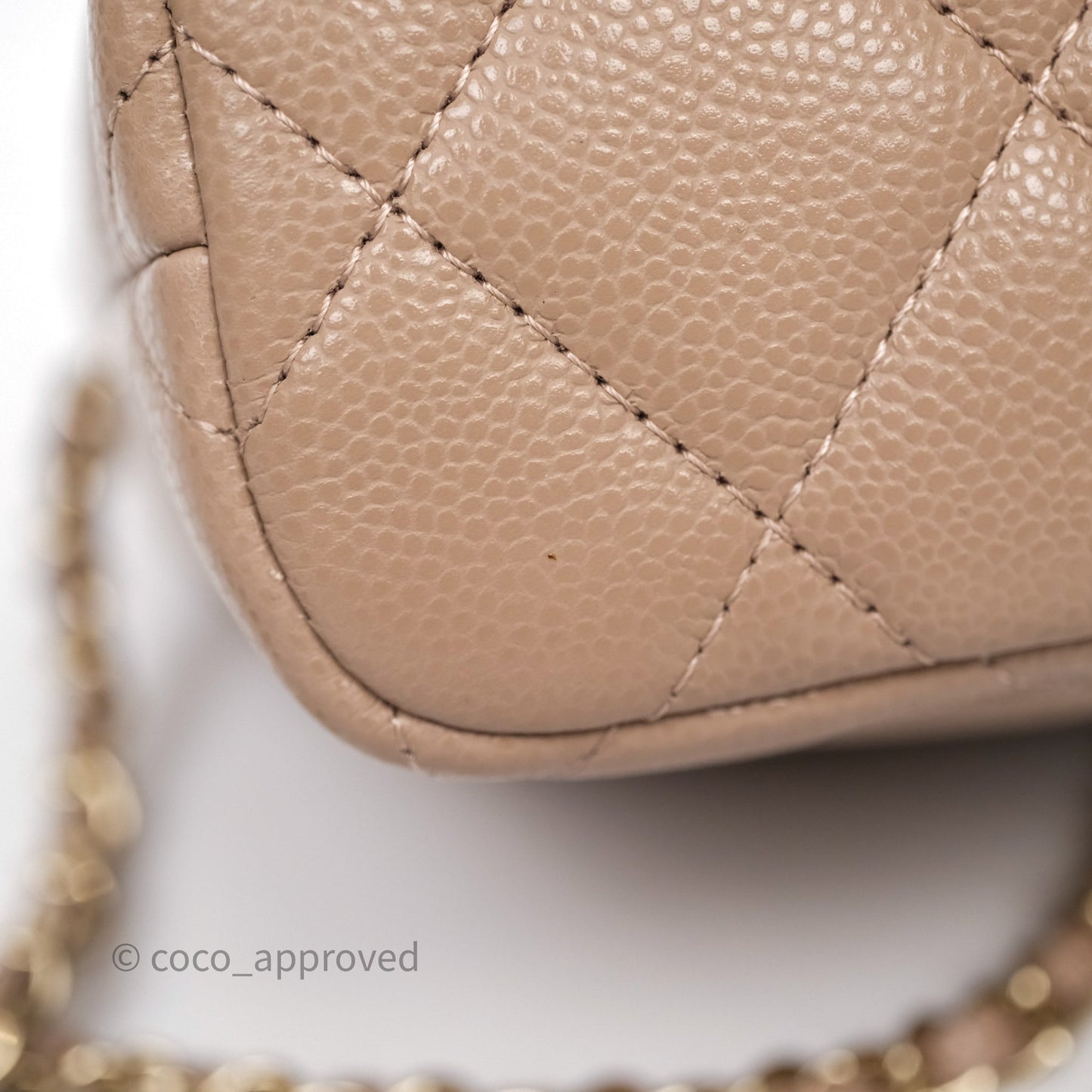 Chanel Quilted Hobo With Chain Beige Fonce Caviar Gold Hardware