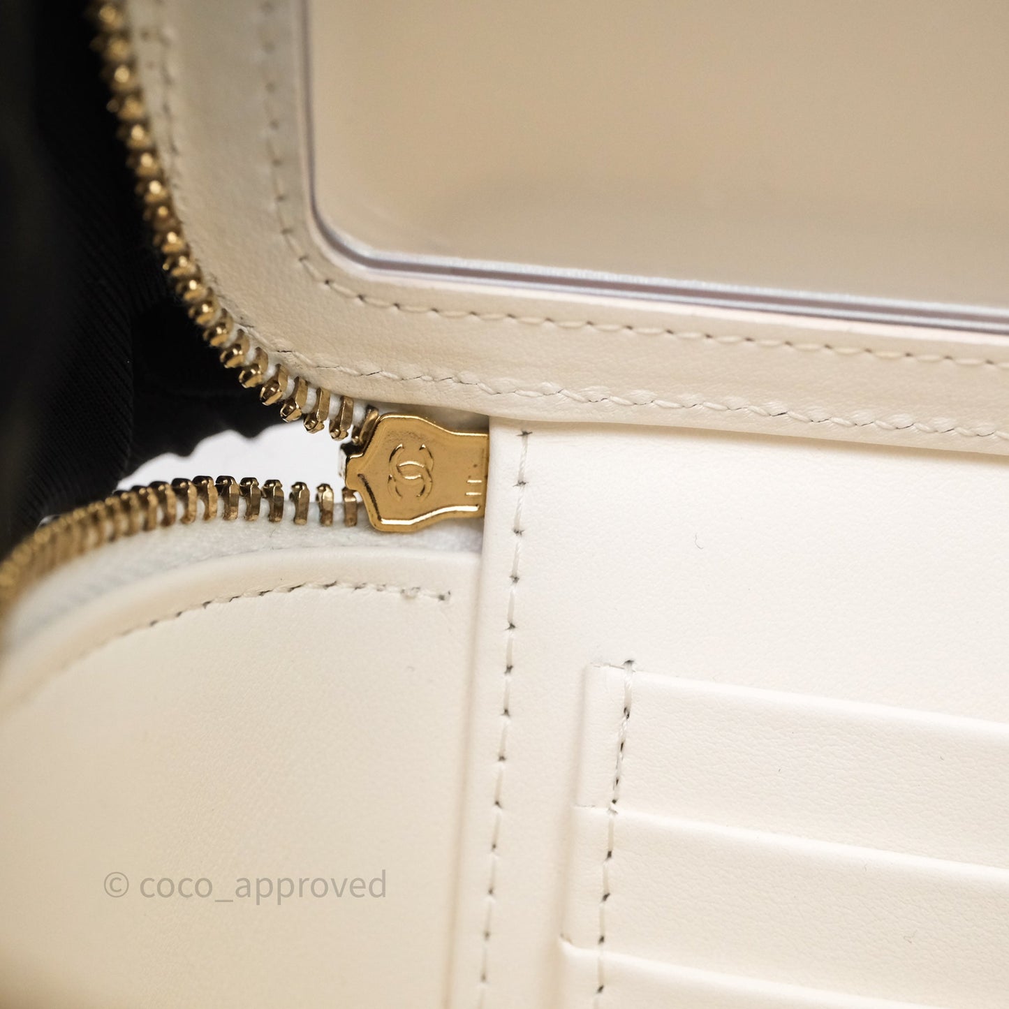 Chanel Classic Vanity Rectangular with Chain White Caviar Gold Hardware