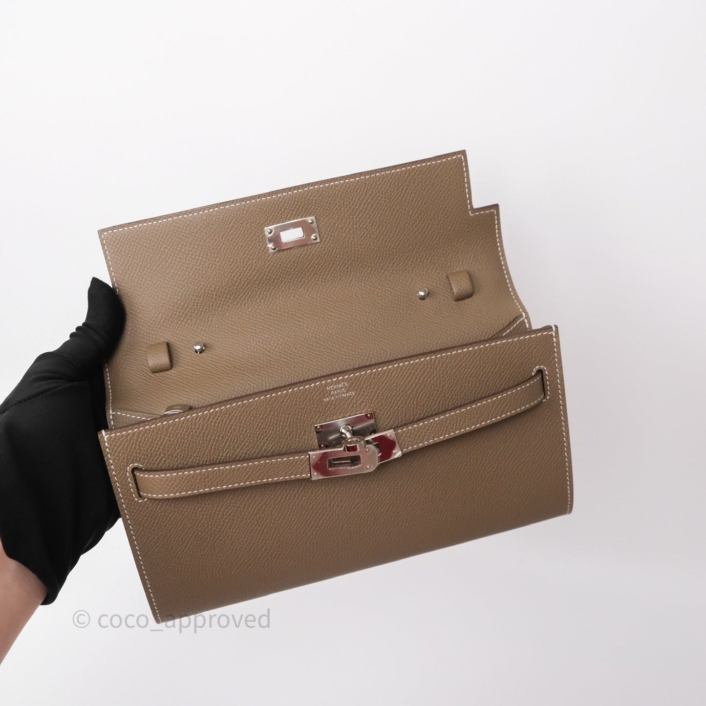 Hermès Kelly To Go Wallet Etoupe 18 Epsom Palladium Hardware