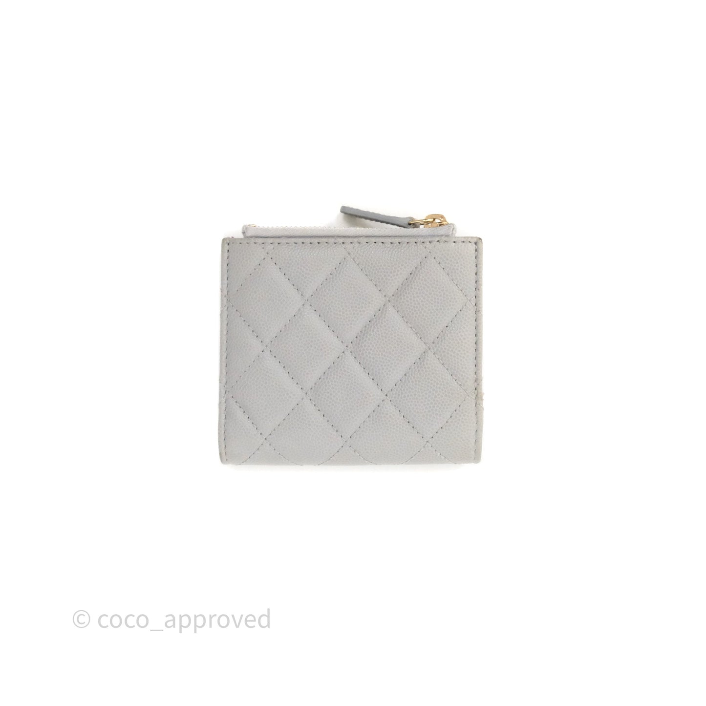 Chanel Quilted Short Wallet Grey Caviar Gold Hardware
