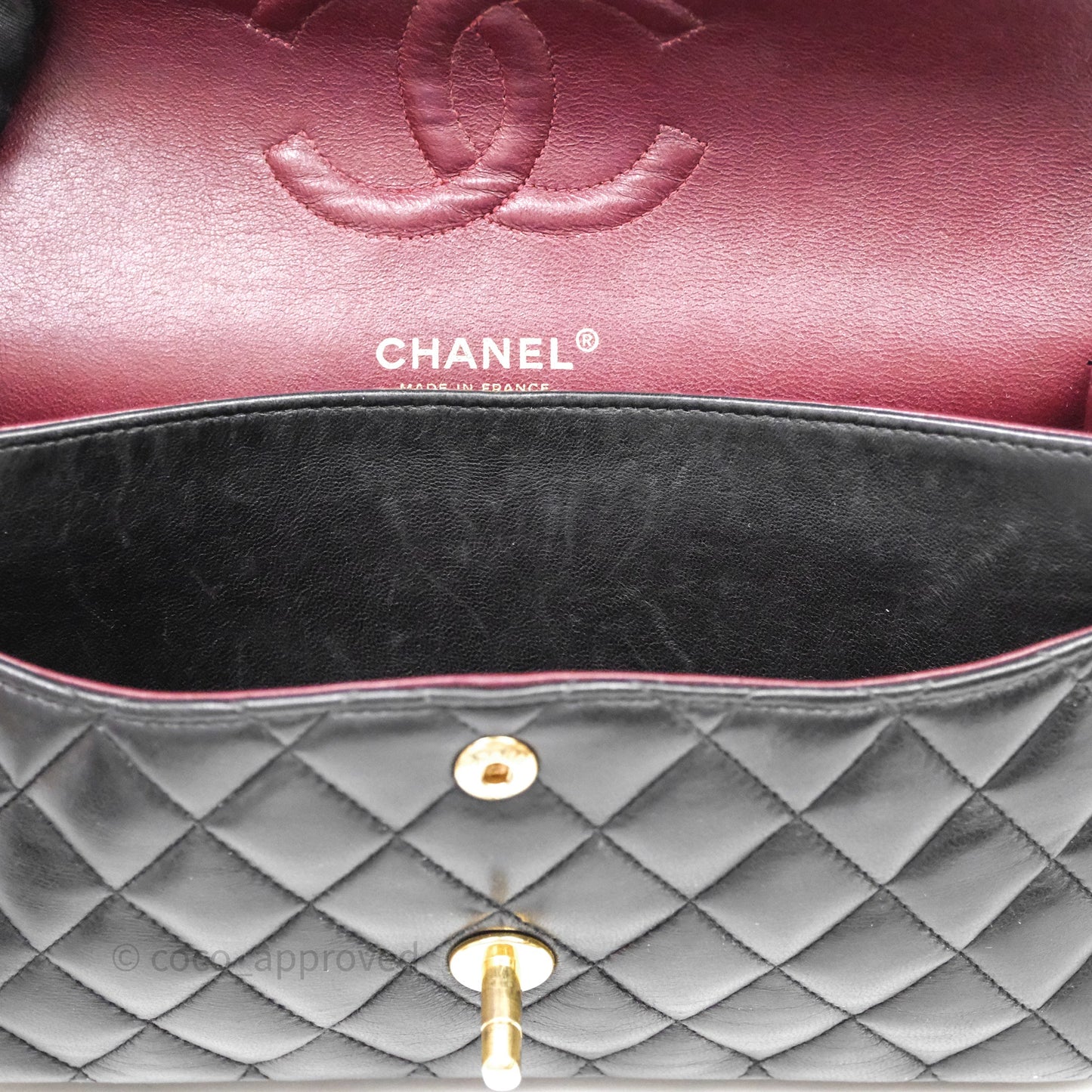 Chanel Vintage Classic M/L Medium Double Flap Black Lambskin 24K Gold Hardware