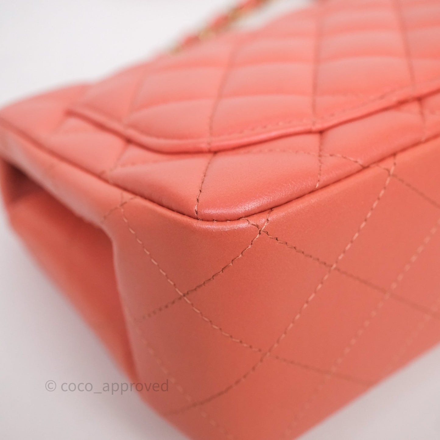 Chanel Mini Square Flap Quilted Pink Lambskin Gold Hardware