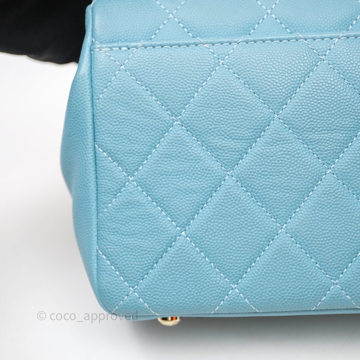 Chanel Small Quilted Business Affinity Flap Caviar Blue Gold Hardware