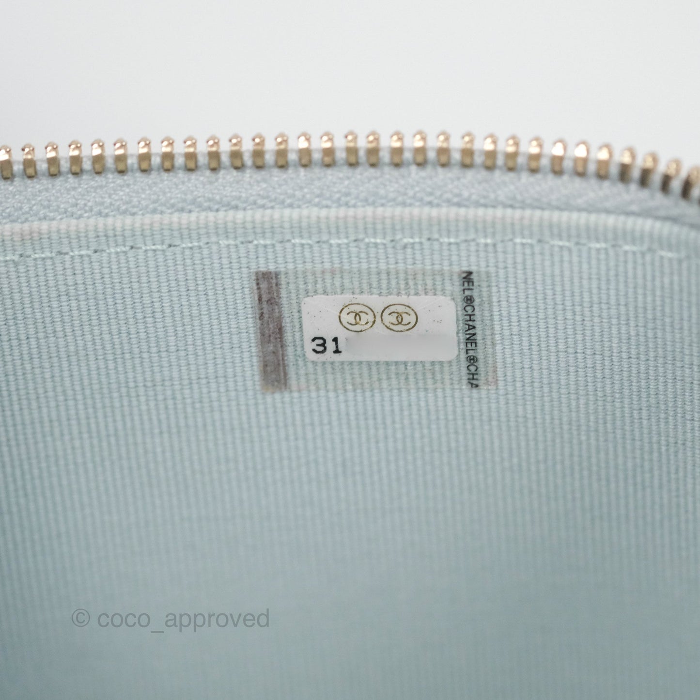 Chanel Vanity Rectangular Top Handle Light Blue Lambskin Gold Hardware