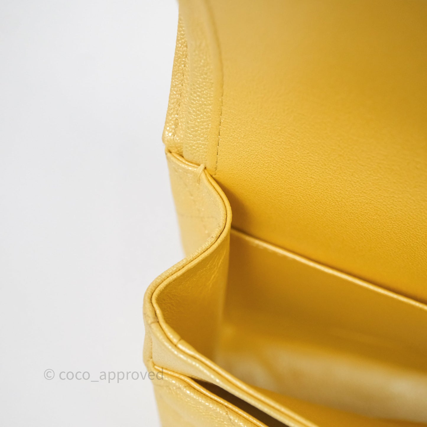 Chanel Classic M/L Medium Flap Quilted Iridescent Yellow Caviar Gold Hardware
