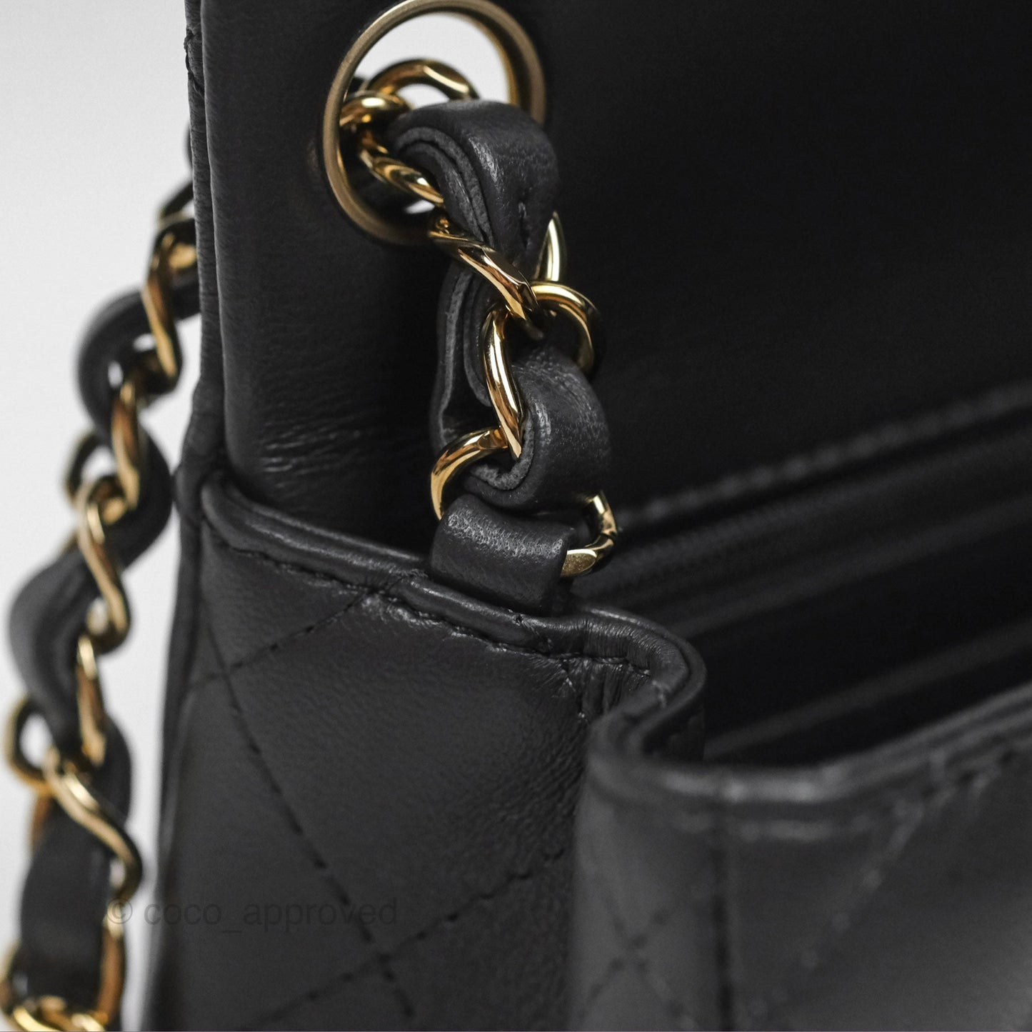 Chanel Mini Square Quilted Grey Lambskin Gold Hardware