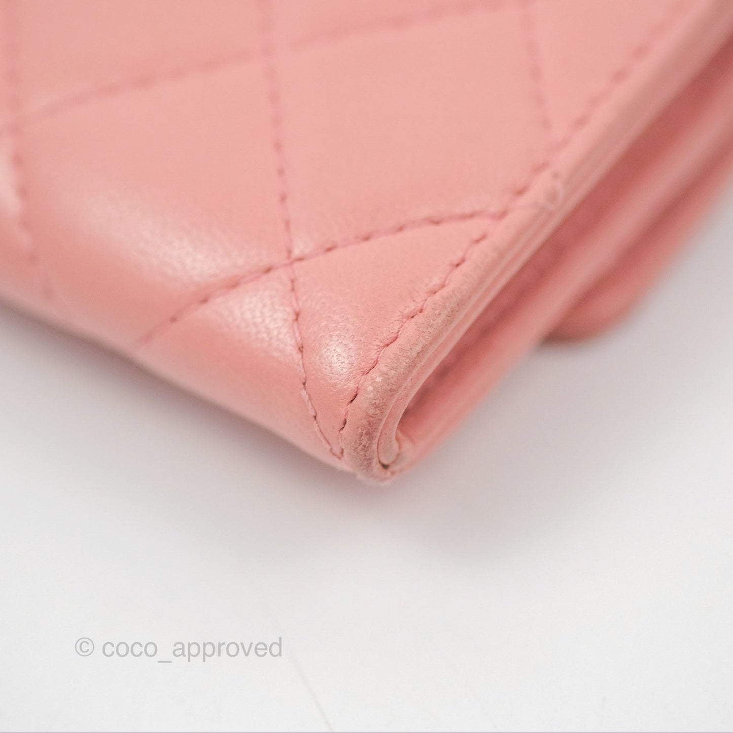 Chanel Quilted Flap Card Holder Pink Lambskin Gold Hardware