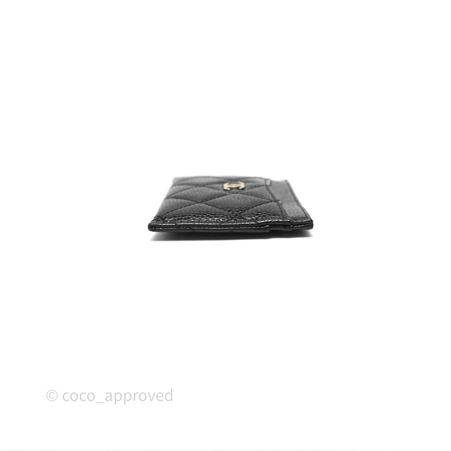 Chanel Classic Flat Card Holder Black Caviar Gold Hardware