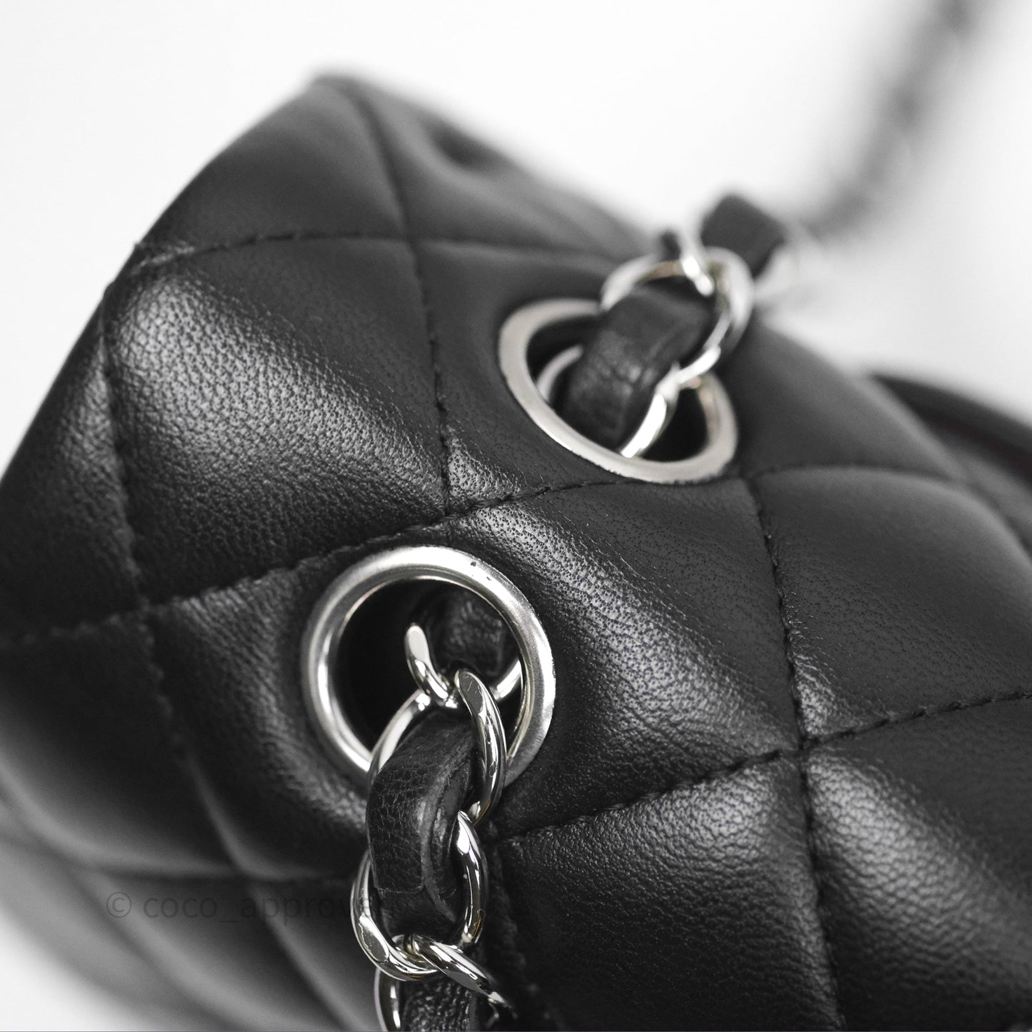 Chanel Classic M/L Medium Flap Quilted Black Lambskin Silver Hardware
