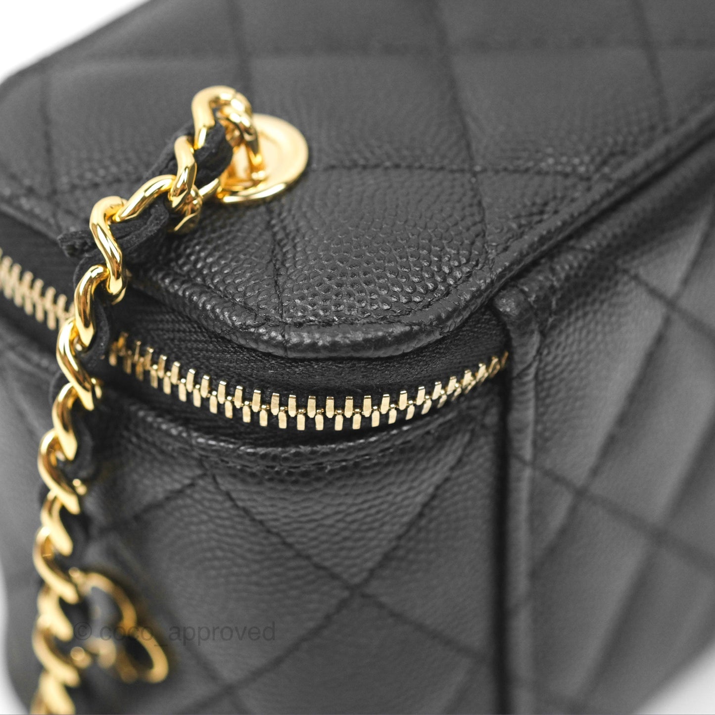 Chanel Mini Poker Vanity With Chain Black Caviar Gold Hardware