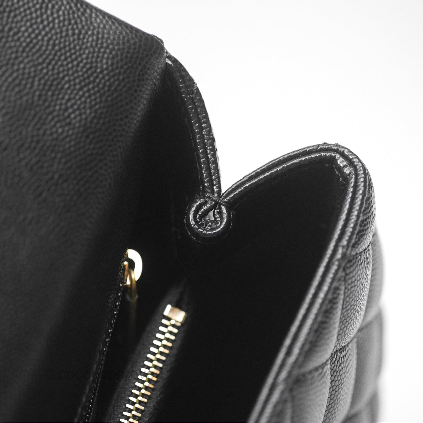 Chanel Medium Coco Handle Quilted Black Caviar Lizard Handle Gold Hardware