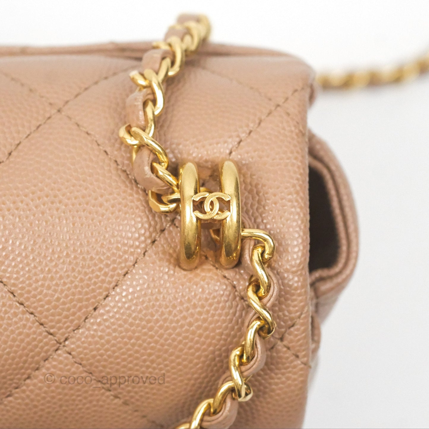 Chanel Coco First Dark Beige Flap Bag Caviar Gold Hardware 22K