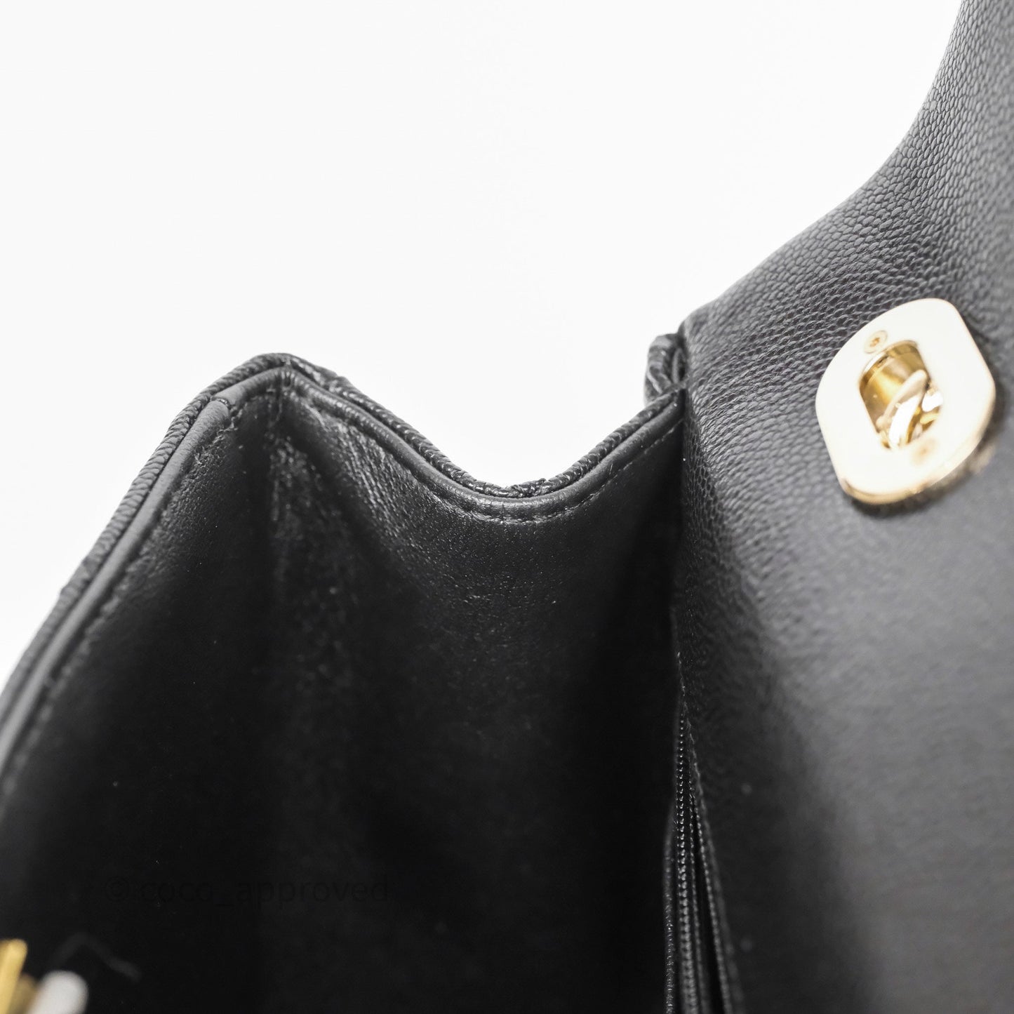 Chanel Quilted Small Top Handle Flap Bag Black Caviar Gold Hardware