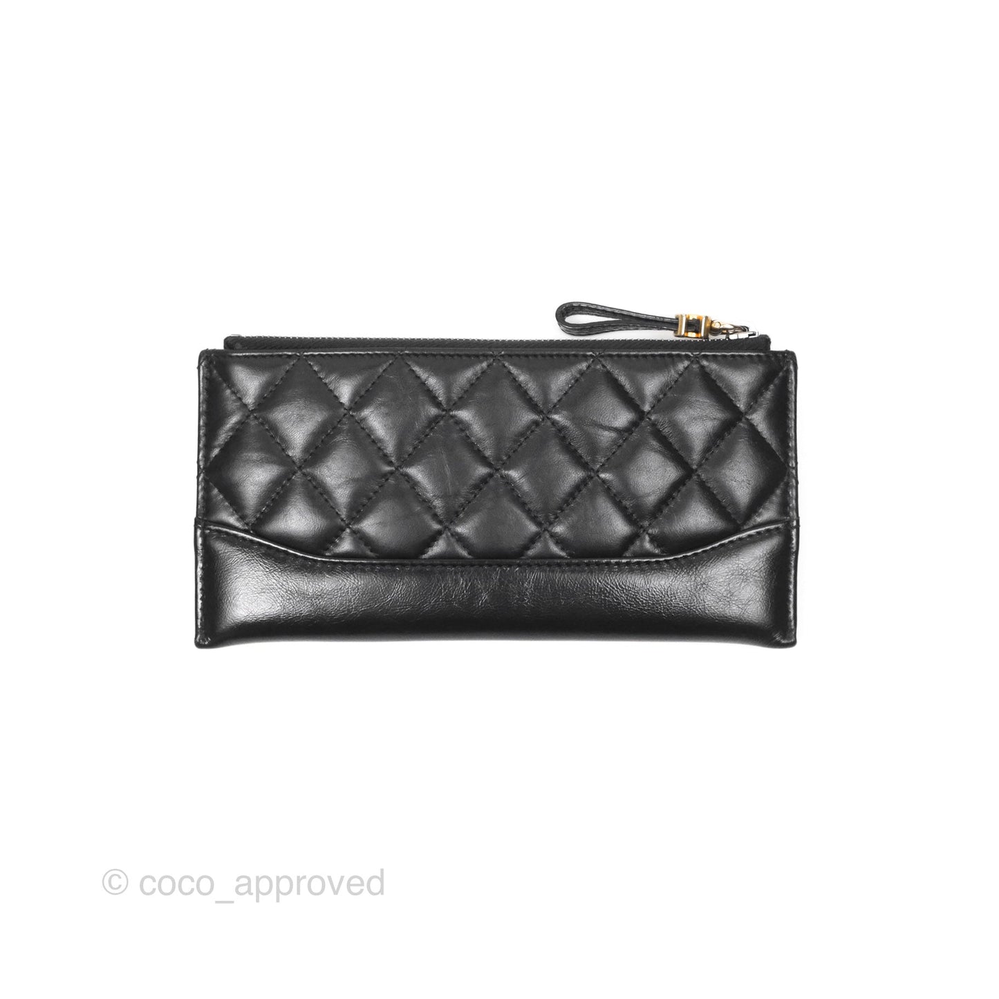 Chanel Quilted Gabrielle Zip Pouch Black Calfskin