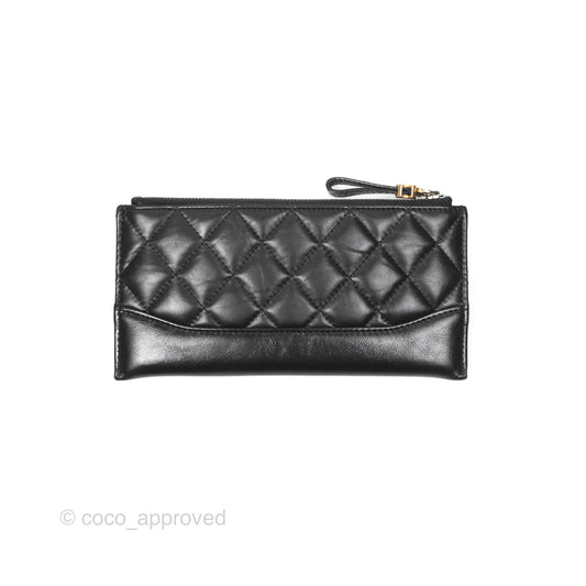 Chanel Quilted Gabrielle Zip Pouch Black Calfskin