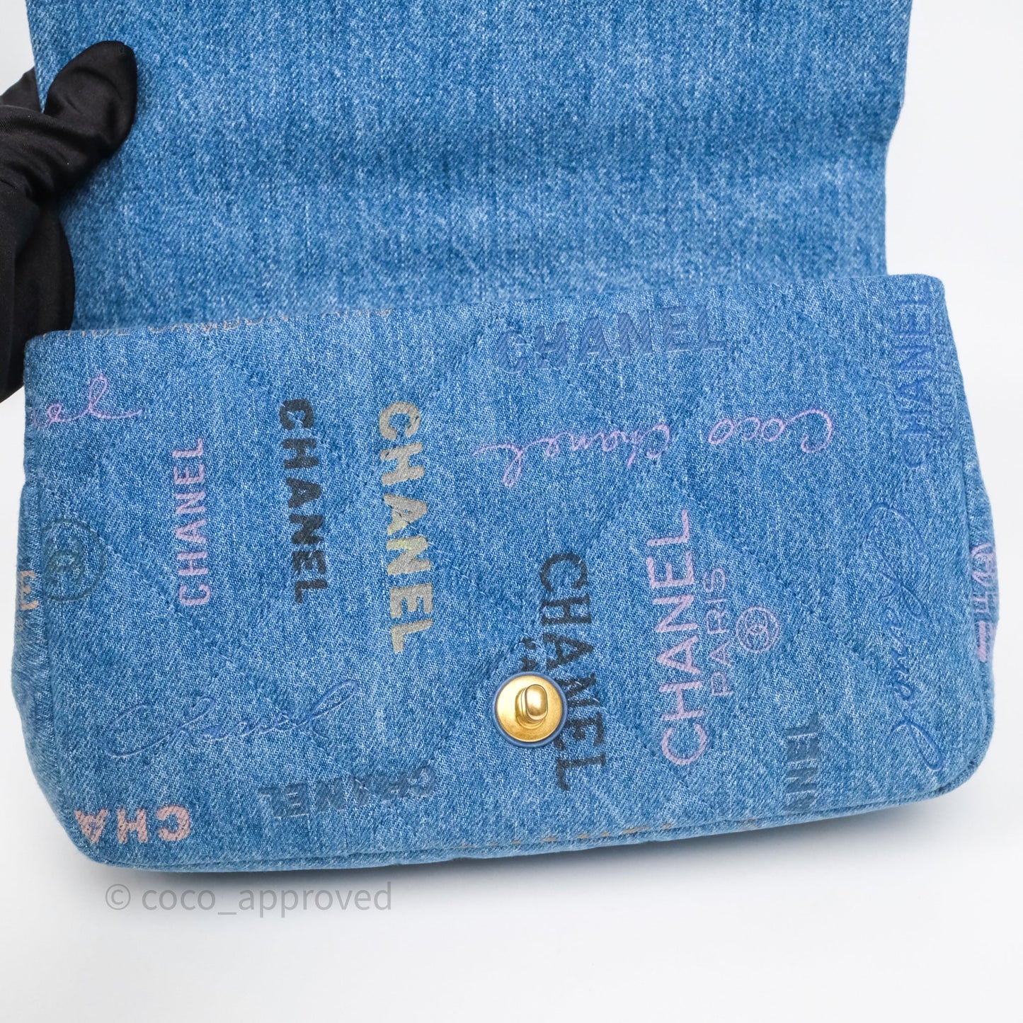 Chanel Large Denim Mood Flap Quilted Blue Multicolor 22P