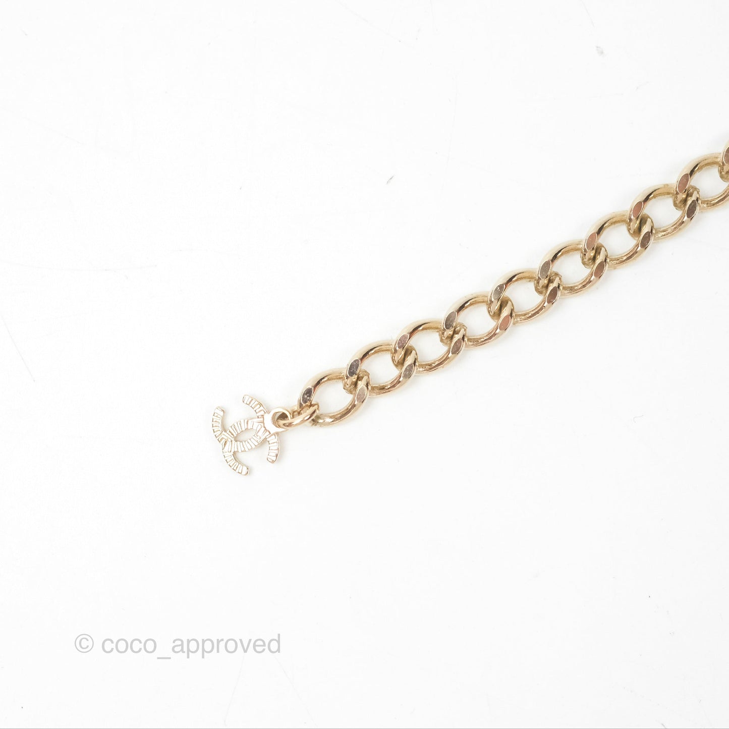 Chanel No5 Perfume Bottle Crystal Pearl Chain Choker Necklace Gold Tone 22S