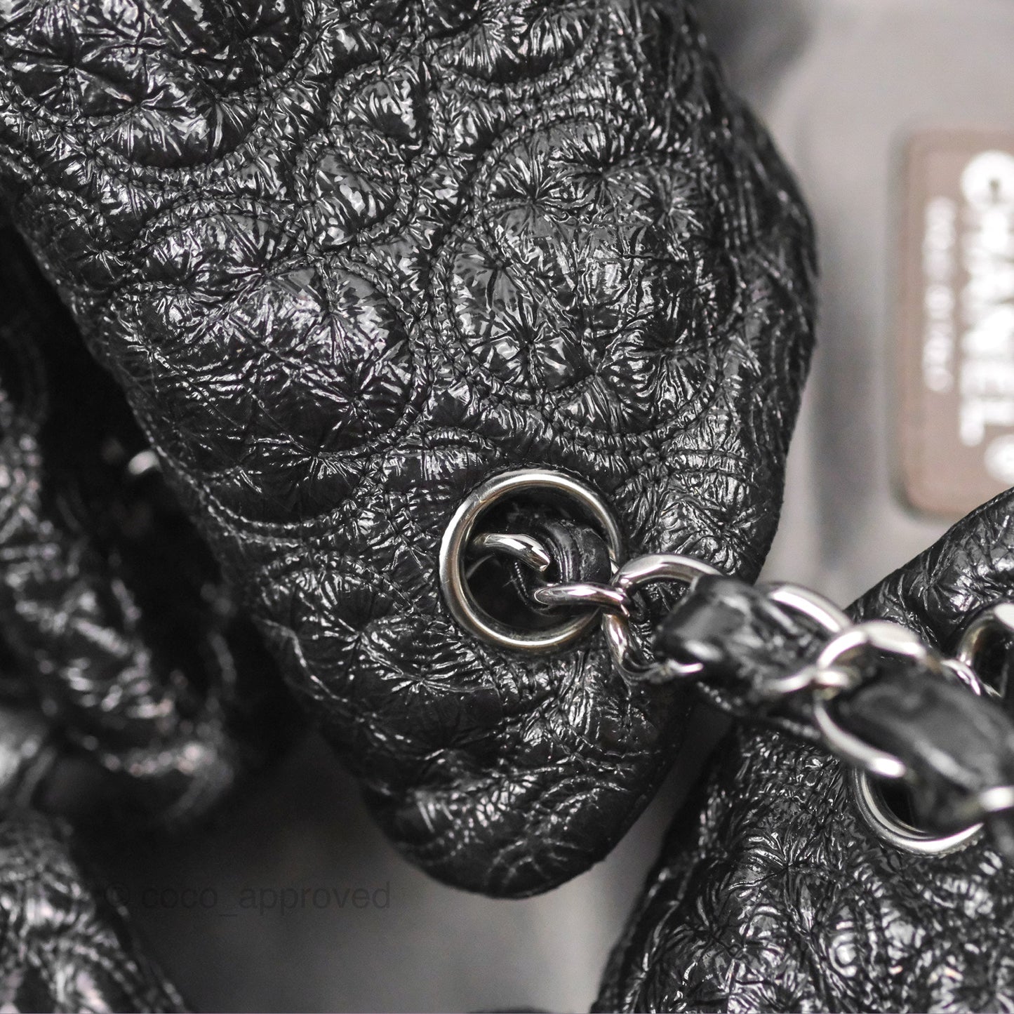 Chanel Rock In Moscow Cabas Tote Bag Black Glazed Crumpled Leather Gun Metal