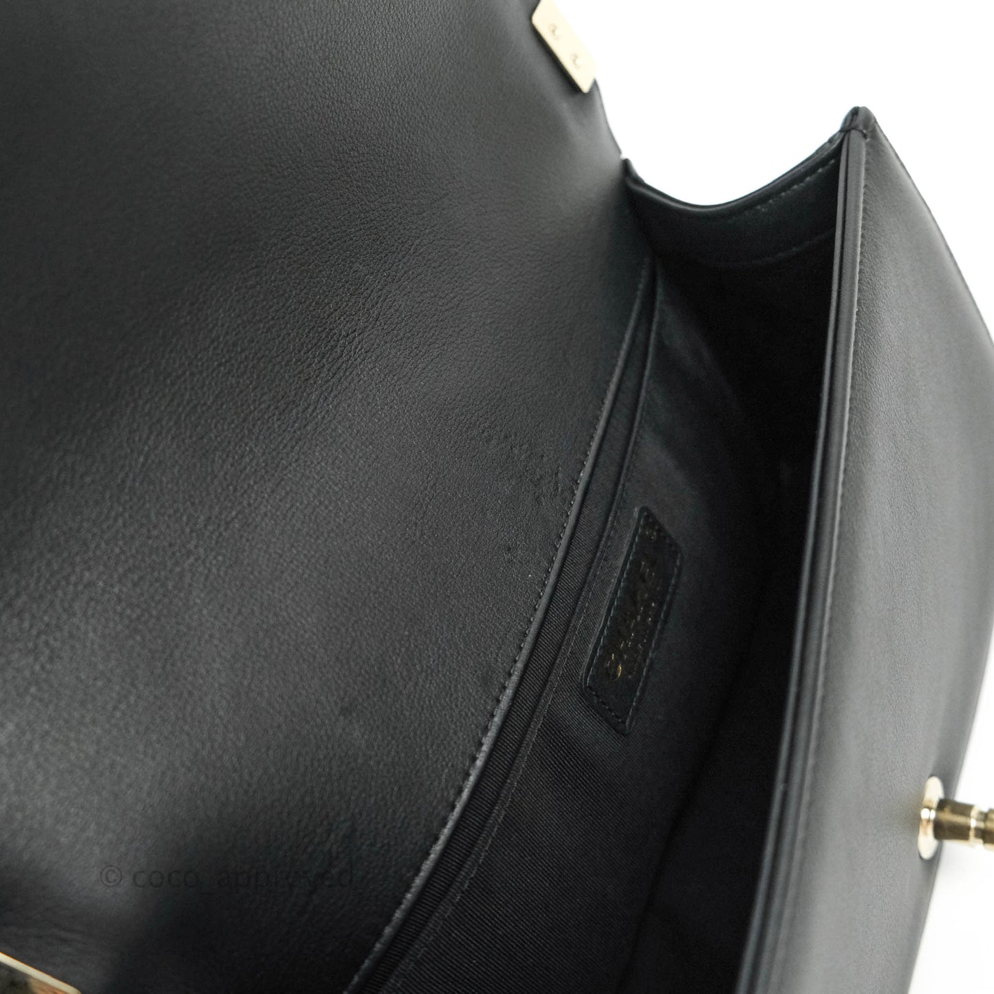 Chanel Chevron Medium Boy Bag Black Calfskin Gold Hardware