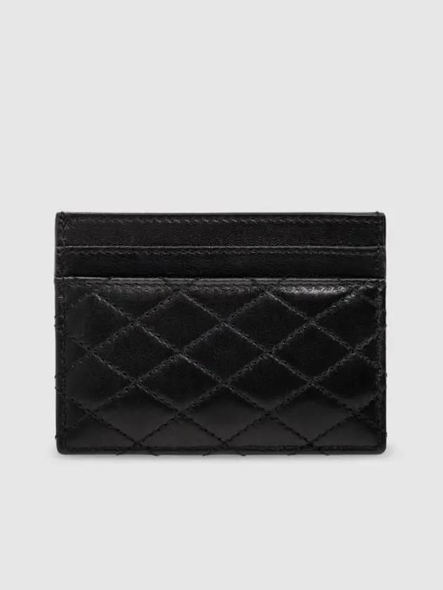 Luxury Saint Laurent Gabi Quilted Lambskin Card Wallet Black