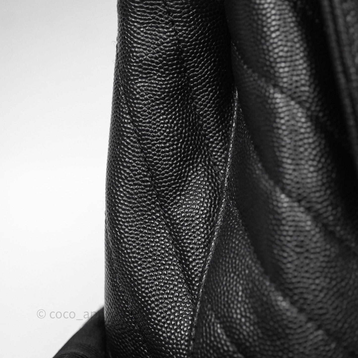 Chanel Small Coco Handle Chevron Black Caviar Gold Hardware Lizard Handle