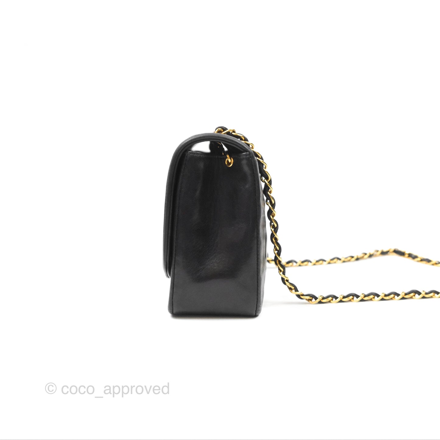 Chanel Vintage Quilted Medium Classic Diana Flap Bag Black Lambskin 24K Gold Hardware