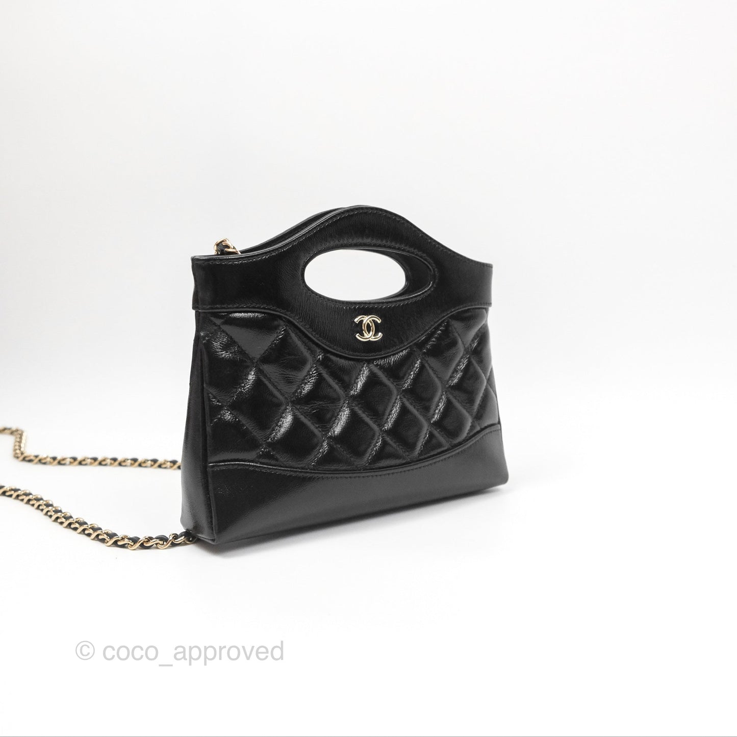 Chanel Nano 31 Black Shiny Lambskin Gold Hardware